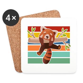 Roter Panda - Untersetzer (4er-Set) - Weiß - Vorne