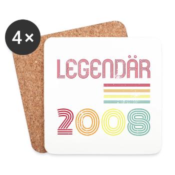 Legendär Seit 2008 Jahr Retro 08er Jahrgang - Untersetzer (4er-Set) - Weiß - Vorne