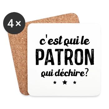 C'est qui le patron qui déchire, Cadeau patron - Dessous de verre (lot de 4) - blanc - Devant
