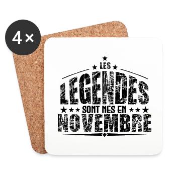 Novembre | les Légendes sont nés en Novembre Anniv - Dessous de verre (lot de 4) - blanc - Devant