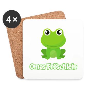 Omas Fröschlein kleiner Frosch Enkel - Untersetzer (4er-Set) - Weiß - Vorne