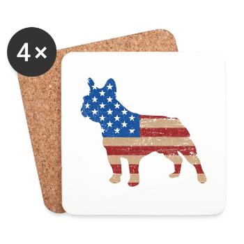 Bouledogue Français USA Amérique - Dessous de verre (lot de 4) - blanc - Devant