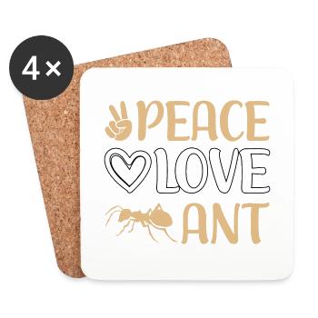 Peace Love Ant - Coasters (set of 4) - white - Front