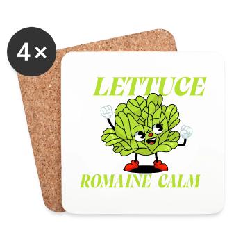 Lettuce Romaine Calm – Funny Salad - Coasters (set of 4) - white - Front