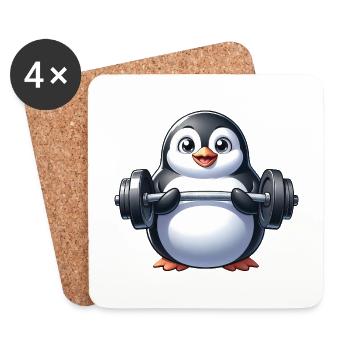 Penguin Workout Fitness Cute Funny - Coasters (set of 4) - white - Front