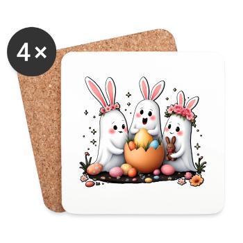 Fantômes de lapin - Dessous de verre (lot de 4) - blanc - Devant