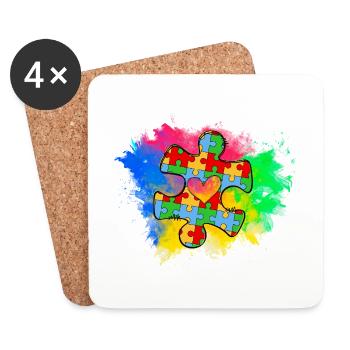 Autism Puzzle - Coasters (set of 4) - white - Front