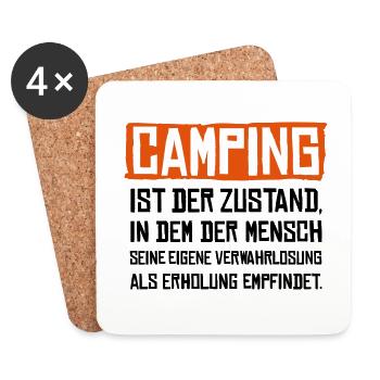 Camping Beschreibung Verwahrlosung Erholung - Untersetzer (4er-Set) - Weiß - Vorne
