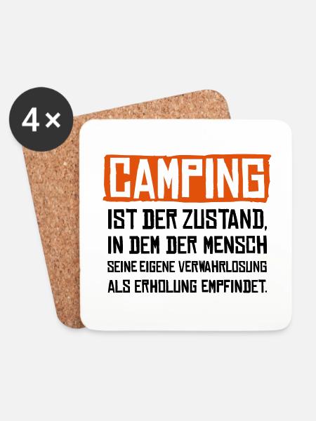 Camping Beschreibung Verwahrlosung Erholung - Untersetzer (4er-Set) - Weiß