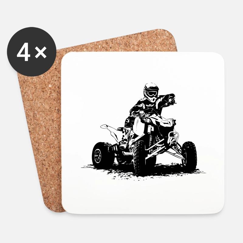 Quad Racing - ATV Racer - Untersetzer (4er-Set) - Weiß