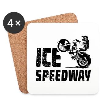 Eisspeedway - Ice Speedway - Speedway sur glace - Dessous de verre (lot de 4) - blanc - Devant