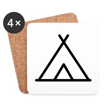 Symbol Zelt Camping - Untersetzer (4er-Set) - Weiß - Vorne