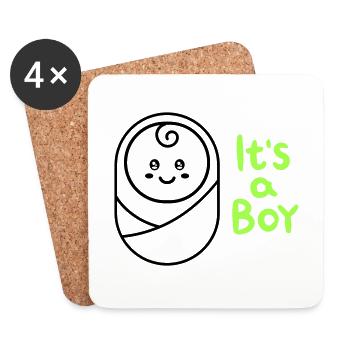 its a Boy ist ein Junge Schwangerschaft Pregnant - Untersetzer (4er-Set) - Weiß - Vorne