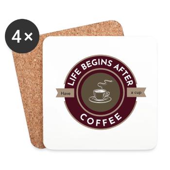 Das Leben beginnt nach dem Kaffee, trinken Sie eine Tasse düster - Untersetzer (4er-Set) - Weiß - Vorne