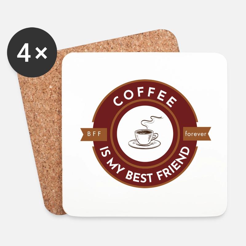 Kaffee ist mein bester Freund, BFF für immer - Untersetzer (4er-Set) - Weiß