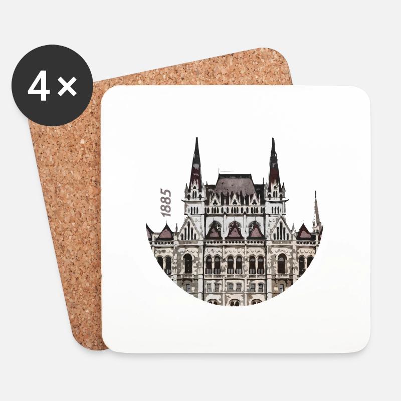 1885 Hungarian Parliament Building - Untersetzer (4er-Set) - Weiß