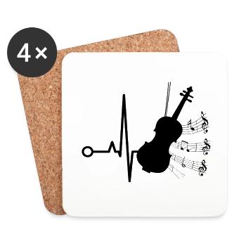 Geige Violine Orchester Bratsche Geiger Herzschlag - Untersetzer (4er-Set) - Weiß - Vorne