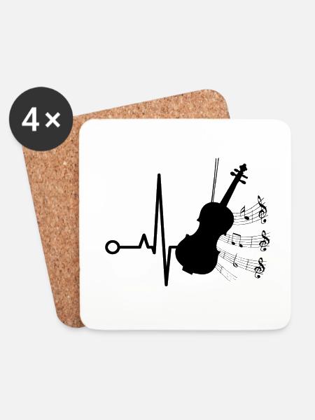 Geige Violine Orchester Bratsche Geiger Herzschlag - Untersetzer (4er-Set) - Weiß