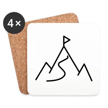 Montagne chemin drapeau symbole - Dessous de verre (lot de 4) - blanc - Devant