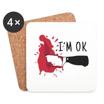 Bloody stab wound I'm ok - Coasters (set of 4) - white - Front