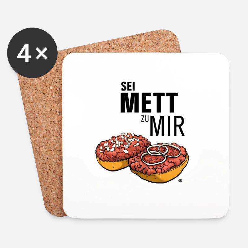 Mettbrötchen | Sei Mett zu mir - Untersetzer (4er-Set) - Weiß