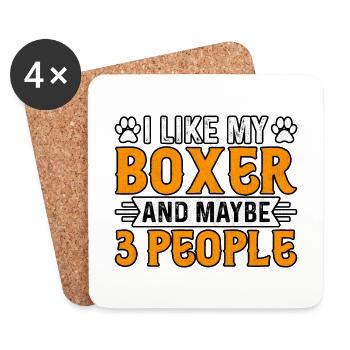 I like my boxer and maybe 3 people - Coasters (set of 4) - white - Front