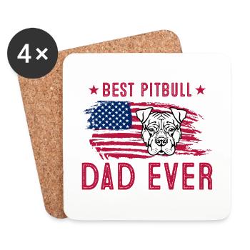 Meilleur père pitbull de tous les temps - Dessous de verre (lot de 4) - blanc - Devant