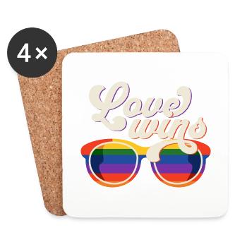 Lunettes Amour Gay Pride Arc-en-ciel - Dessous de verre (lot de 4) - blanc - Devant
