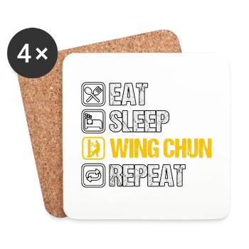 Manger dormir Wing Chun Répéter - Dessous de verre (lot de 4) - blanc - Devant