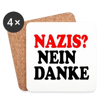 Nazis nein danke - Untersetzer (4er-Set) - Weiß - Vorne