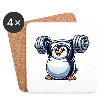 Pinguin Hantel Training Lustig Süß Fitness - Untersetzer (4er-Set) - Weiß - Vorne