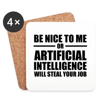 Künstliche Intelligenz AI / Sei nett - Untersetzer (4er-Set) - Weiß - Vorne