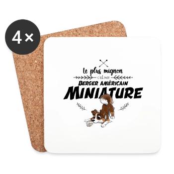 Le plus mignon Berger Américain Miniature - Dessous de verre (lot de 4) - blanc - Devant