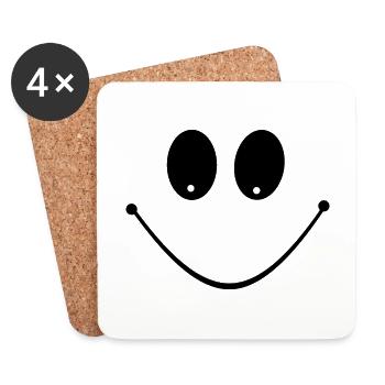 Visage souriant heureux - Dessous de verre (lot de 4) - blanc - Devant