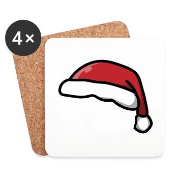 Weihnachtsmütze / Santa hat / chapeau de père Noël - Untersetzer (4er-Set) - Weiß - Vorne