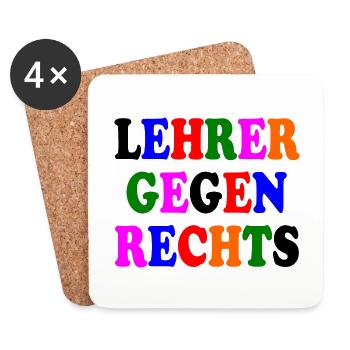 Lehrer gegen rechts - Untersetzer (4er-Set) - Weiß - Vorne
