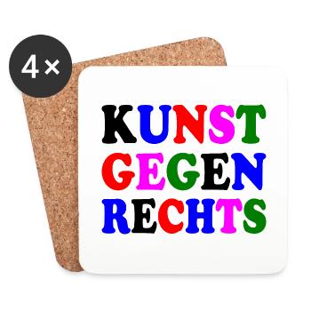 Kunst gegen rechts - Untersetzer (4er-Set) - Weiß - Vorne