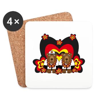 Deutschland Bärenpaar mit viel Liebe und Herz. - Untersetzer (4er-Set) - Weiß - Vorne