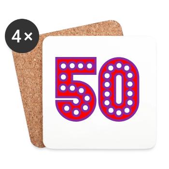 50. 50 ANS. 50e ANNIVERSAIRE. ANNIVERSAIRE 50 ANS. - Dessous de verre (lot de 4) - blanc - Devant