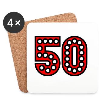 50. 50 YEARS. 50th ANNIVERSARY. 50 YEARS ANNIVERSARY. - Coasters (set of 4) - white - Front