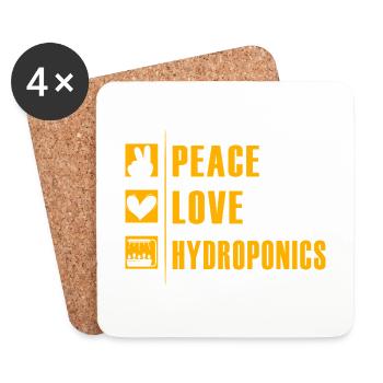 Peace Love Hydrokultur - Untersetzer (4er-Set) - Weiß - Vorne