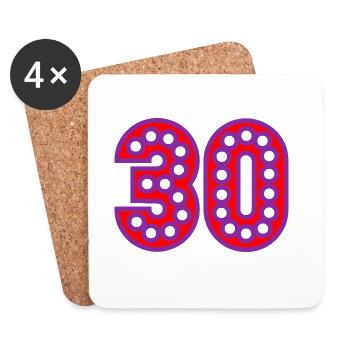 30. 30 ANS. 30e ANNIVERSAIRE. ANNIVERSAIRE 30 ANS. - Dessous de verre (lot de 4) - blanc - Devant
