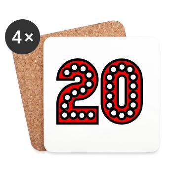20. 20. JAHRESTAG. 20-JÄHRIGES JUBILÄUM. 20 JAHRE. - Untersetzer (4er-Set) - Weiß - Vorne