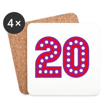 20. 20. JAHRESTAG. 20-JÄHRIGES JUBILÄUM. 20 JAHRE. - Untersetzer (4er-Set) - Weiß - Vorne