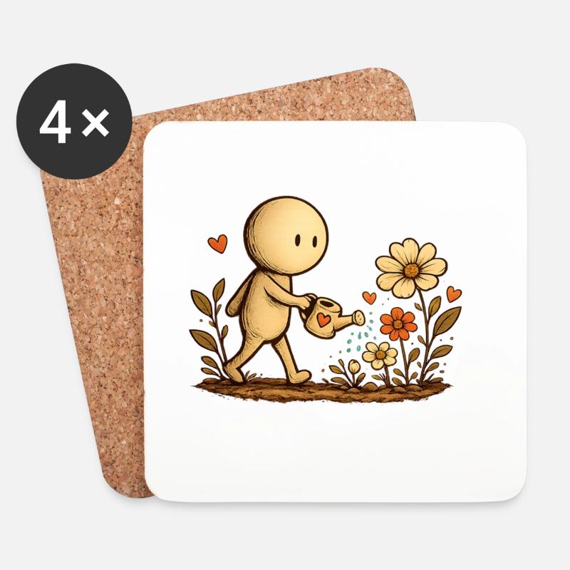 Der kleine Gedanke | Blumenliebe - Untersetzer (4er-Set) - Weiß
