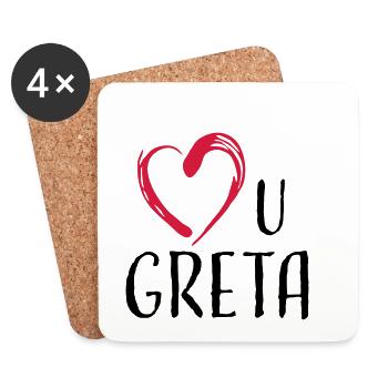 love u greta - Coasters (set of 4) - white - Front