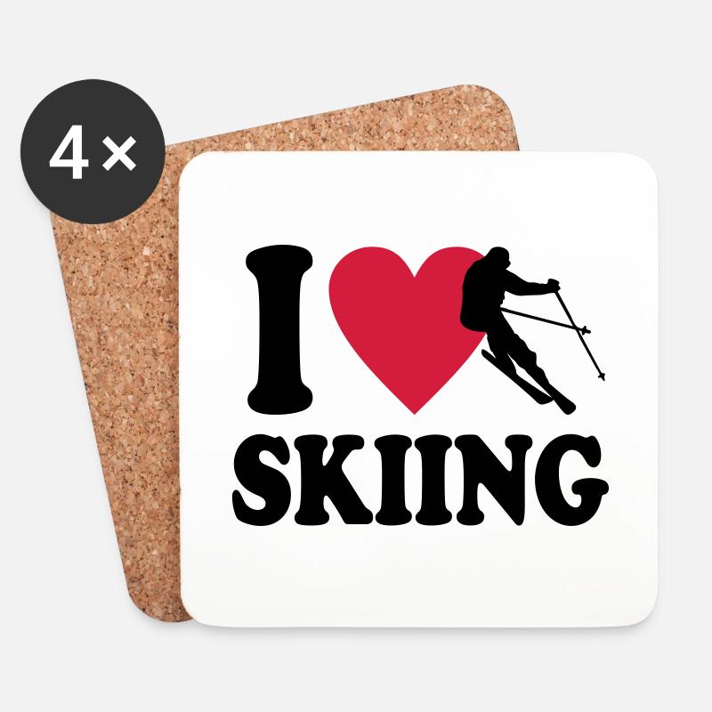Ski - Untersetzer (4er-Set) - Weiß