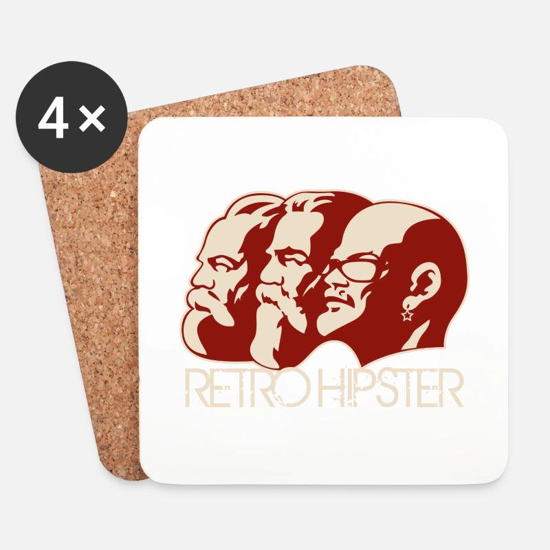 RetroHipster (Marx-Engels-Lenin-Edition) - Untersetzer (4er-Set) - Weiß