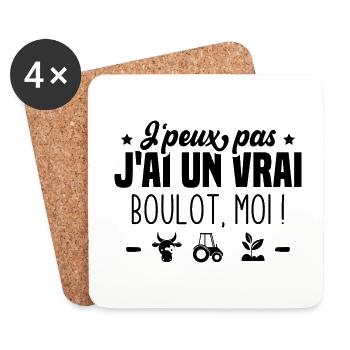 J’peux pas j’ai un vrai boulot moi ! - Dessous de verre (lot de 4) - blanc - Devant