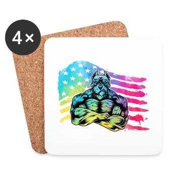 Pitbull USA - Coasters (set of 4) - white - Front